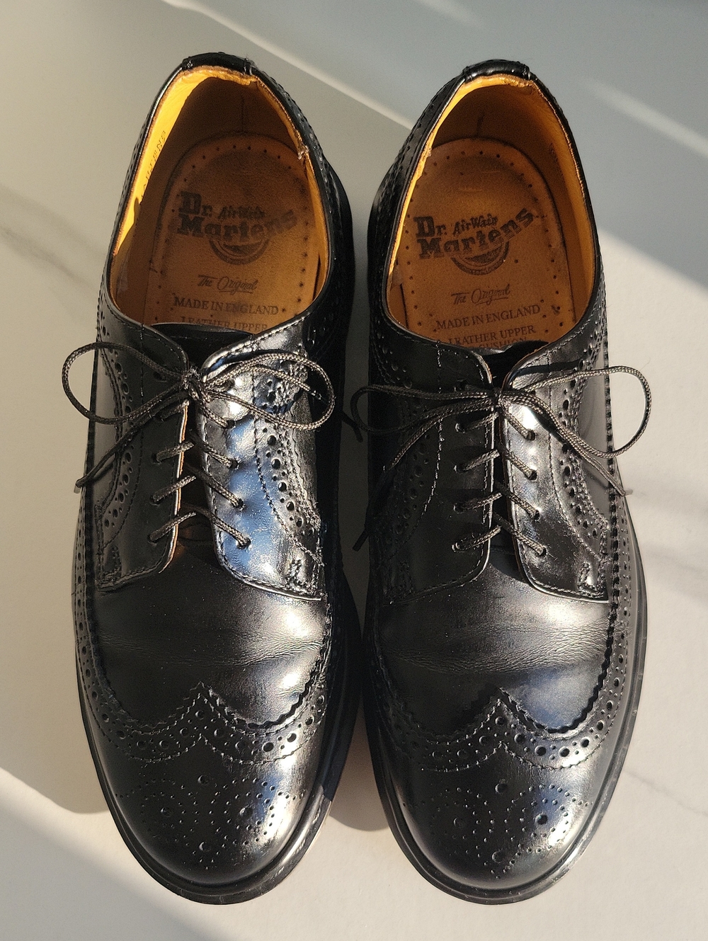 Vintage Dr. Martens 3989/84 Black Leather Oxfords, Made In England
